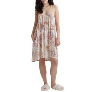 Papinelle Women’s sz L Floral Night Gown Pajamas  Soft Cozy Pockets Knee Length